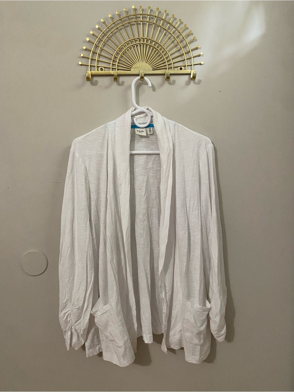 Rafaella White Lightweight Open-Front Robe Cardigan